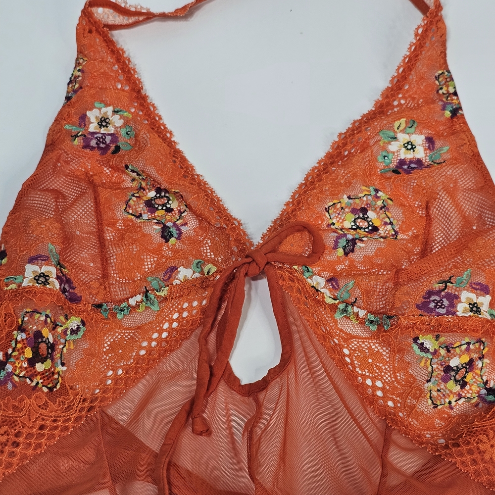 Savage X Fenty Babydoll Sheer Mesh Floral Lace Lingerie Sz XL Straps Romantic - Picture 5 of 8
